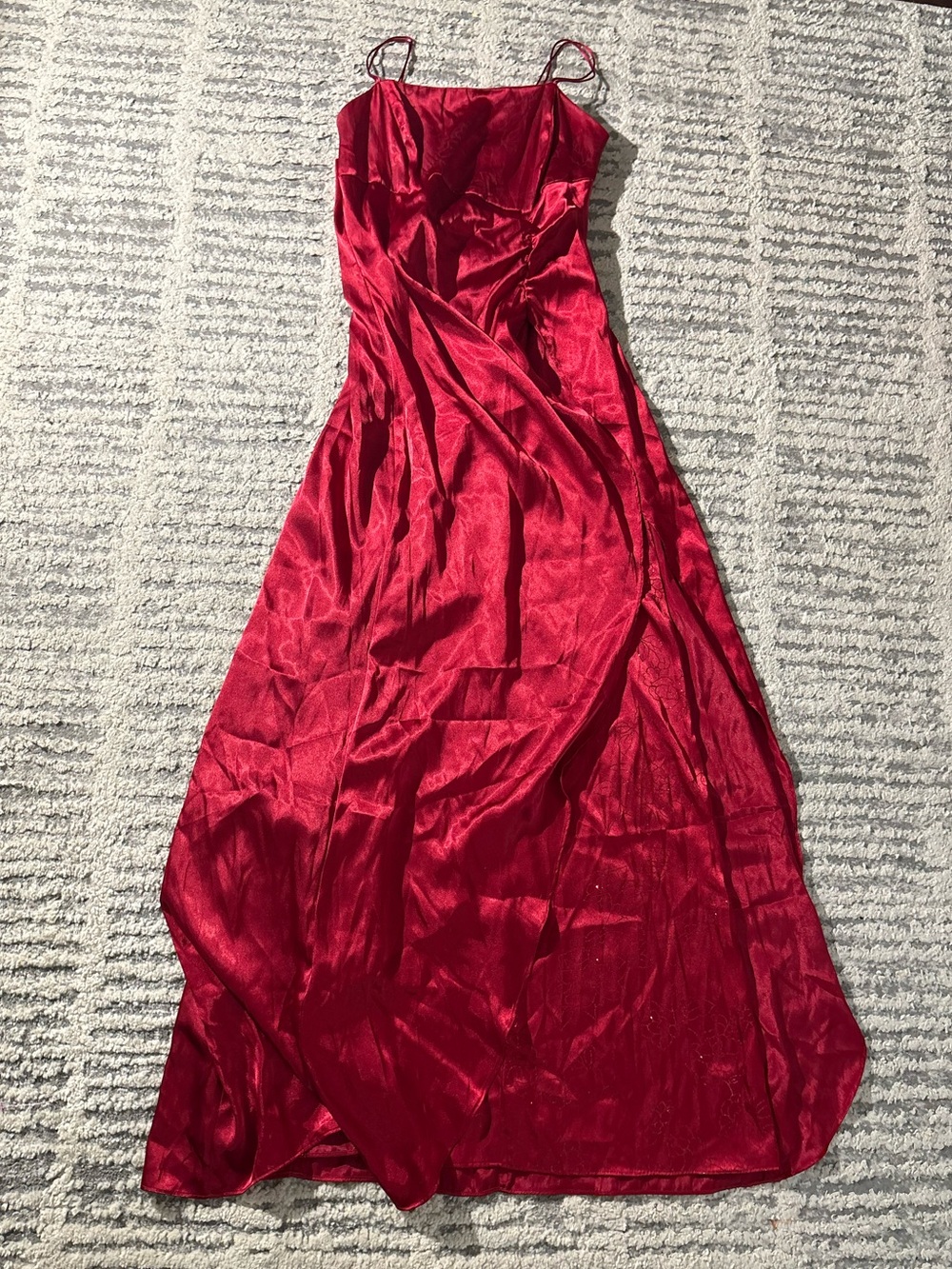 Vintage Zum Zum Niki Livas red long satin gown dress size 13/14
